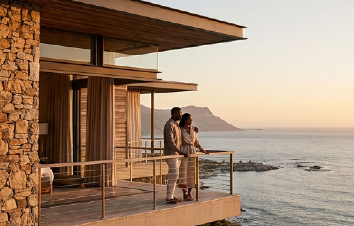 Couple enjoying a scenic moment together on a Southern Africa escape
