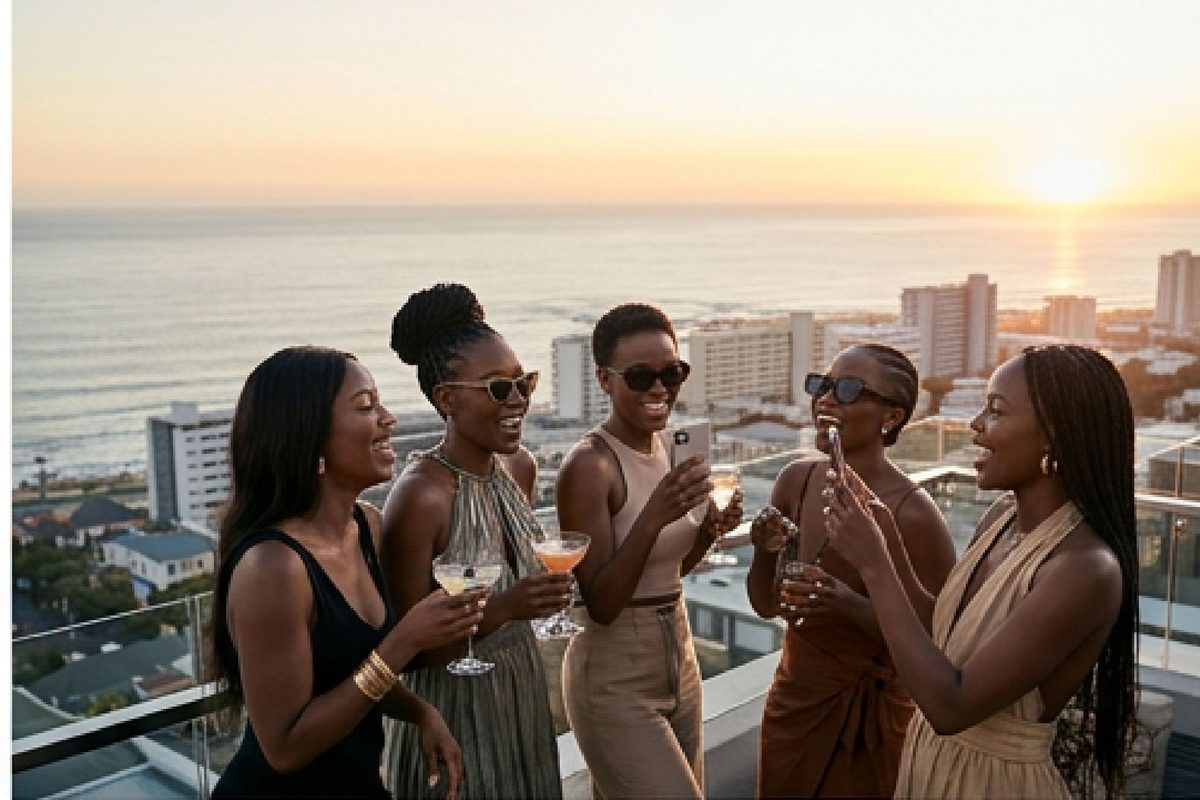 Group of friends laughing together on a girls' trip getaway